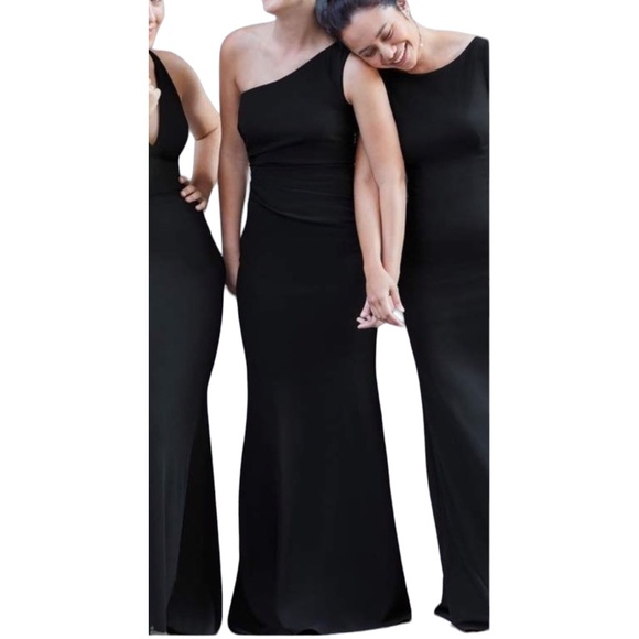 Katie May x BHLDN Gwyneth 4 | S Black One-Shoulder Column Formal Maxi Gown - Picture 2 of 6